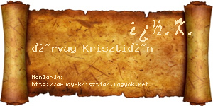 Árvay Krisztián névjegykártya